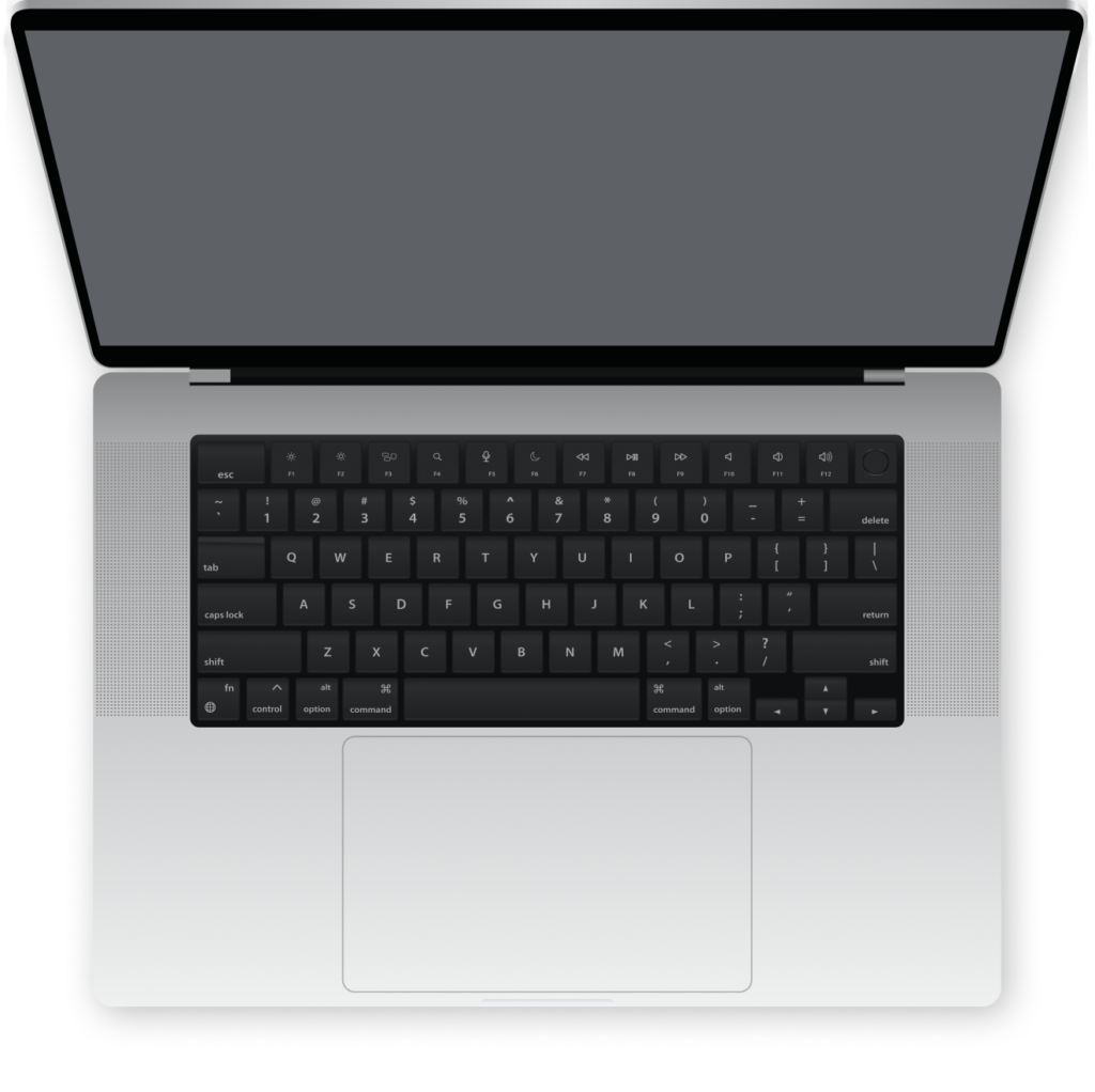 Bærbar computer set ovenfra
