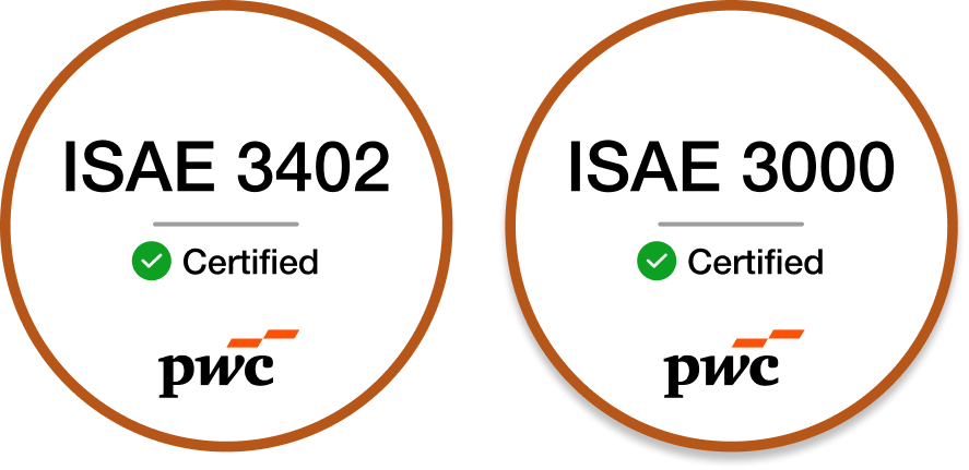 ISAE 3402 og ISAE 3000 certificeringsmærker fra PwC